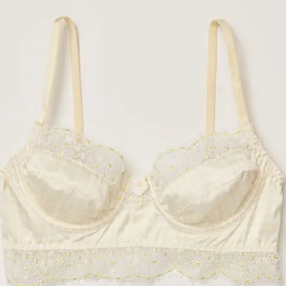For Love & Lemons Yellow Gingham Longline Bra Medium